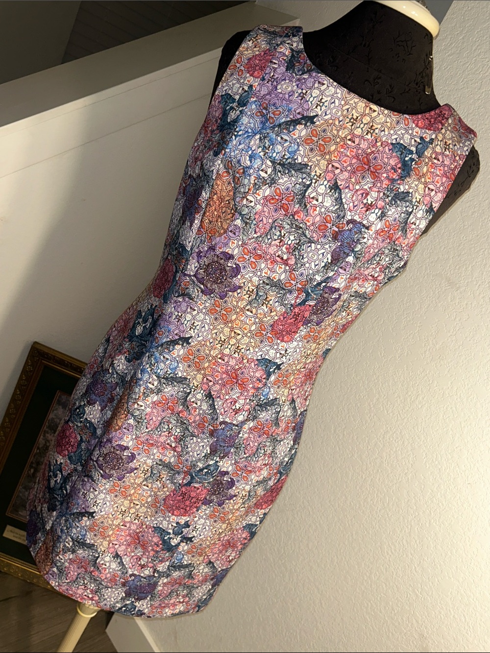 H&M Multicolor Floral Mosaic Sheath Dress